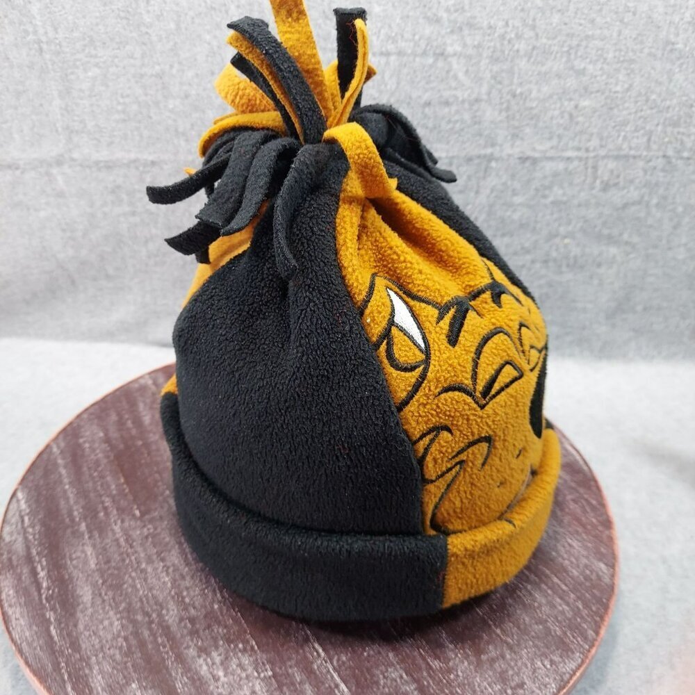 Scooby-Doo Kids Fleece Hat With Knot Tassels Black & Gold Cartoon Design - Picture 2 of 11
